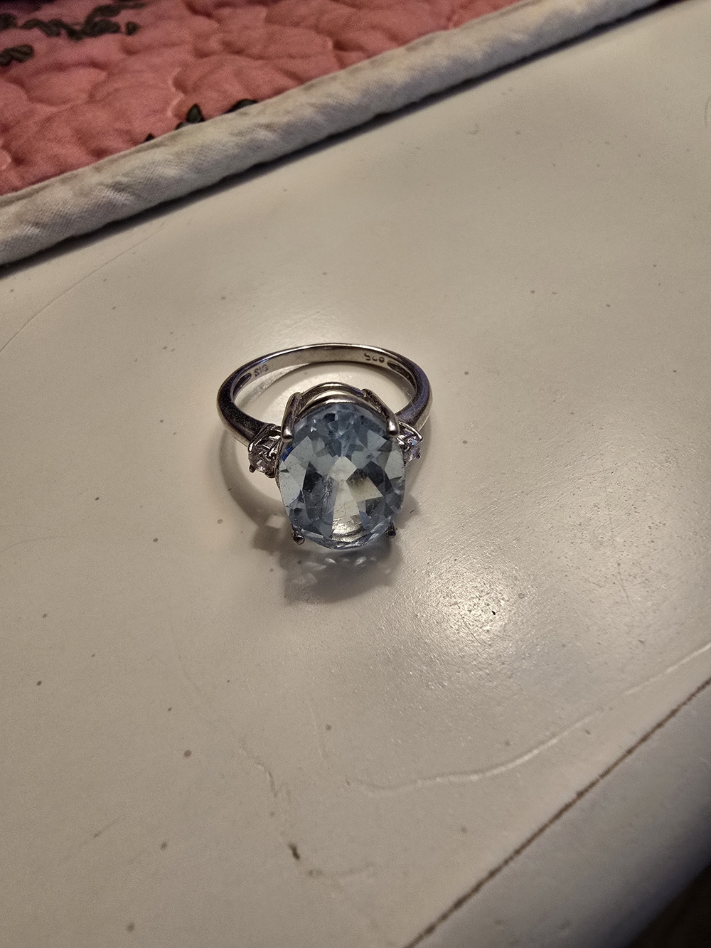 Sterling Silver Aquamarine Oval Ring - Light Blue Gemstone
